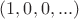 $(1,0,0,...)$