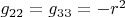 $g_{22}=g_{33}=-r^2$