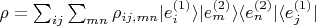 $\rho=\sum_{ij}\sum_{mn}\rho_{ij,mn}\vert e^{(1)}_i\rangle\vert e^{(2)}_m\rangle\langle e^{(2)}_n\vert \langle e^{(1)}_j\vert$
