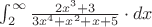 $\int^{\infty}_2 \frac{2x^3+3}{3x^4+x^2+x+5} \cdot dx$