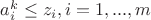 $a_i^k \leq z_i, i=1,...,m$