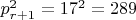 $p^2_{r+1}=17^2=289$