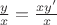 $\frac{y}{x} = \frac{xy'}{x}$