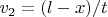 $v_2 = (l-x)/t$