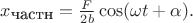 $x_{\mbox{\small частн}}=\frac{F}{2b}\cos(\omega t+\alpha).$