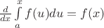 $\frac d {dx} \int\limits_a^x f(u) du = f(x)$