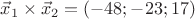 $\vec x_1\times \vec x_2=(-48;-23;17)$