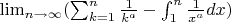 $\lim_{n\to\infty}(\sum_{k=1}^n\frac{1}{k^a}-\int_{1}^n\frac{1}{x^a}dx)$
