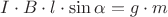 $I\cdot B\cdot l\cdot\sin \alpha = g\cdot m$