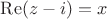$\operatorname{Re}(z-i)=x$