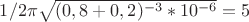$1/2\pi\sqrt{(0,8+0,2)^{-3}*10^{-6}}=5$