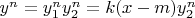 $y^n =y_1^ny_2^n = k(x-m)y_2^n$