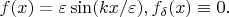 $f(x)= \varepsilon \sin(kx/\varepsilon), f_{\delta}(x) \equiv 0. $
