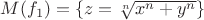 $M(f_1)=\{z=\sqrt[n] {x^n+y^n}\}$