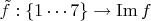 $\tilde{f}:\{1\cdots7\}\to\operatorname{Im}f$
