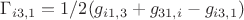 $\Gamma_{i3,1}=1/2 (g_{i1,3}+g_{31,i}-g_{i3,1})$