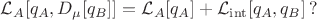 $\mathcal{L}_A[q_A,D_\mu[q_B]]=\mathcal{L}_A[q_A]+\mathcal{L}_{\mathrm{int}}[q_A,q_B]\,?$