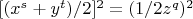 $[(x^s+y^t)/2]^2=(1/2 z^q)^2$