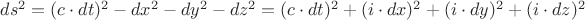 $ds^2=(c\cdot dt)^2-dx^2-dy^2-dz^2=(c\cdot dt)^2+(i\cdot dx)^2+(i\cdot dy)^2+(i\cdot dz)^2$