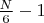$\frac{N}{6} - 1$