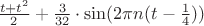 $\frac {t+t^2}2+\frac 3{32} \cdot \sin(2\pi n (t-\frac 14 ))$