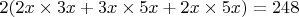 $2(2x\times 3x+3x\times 5x+2x\times 5x)=248$