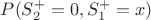 $P(S_2^+=0,S_1^+=x)$ $P(S_2^+=0,S_1^+=x)$