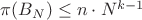 $\pi(B_N) \leq n \cdot N^{k-1}$