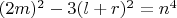 $(2m)^2-3(l+r)^2=n^4$