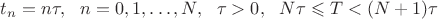 $t_n = n \tau,~~n=0,1,\dots,N,~~\tau > 0,~~N \tau \leqslant T < (N+1) \tau$