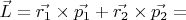 $\vec{L} = \vec{r_1}\times\vec{p_1} + \vec{r_2}\times\vec{p_2} = $