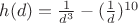 $h(d) = \frac{1}{d^3}-(\frac{1}{d})^{10}$