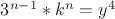 $3^{n-1}*k^n=y^4$
