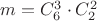 $m=C_{6}^{3} \cdot C_{2}^{2}$