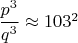$\dfrac{p^3}{q^3} \approx 103^2$