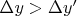 $\Delta y > \Delta y'$