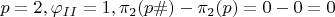 $p=2, \varphi_{II}=1, \pi_2(p\#)-\pi_2(p)=0-0=0$