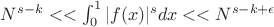 $N^{s-k}<<\int_{0}^{1} {|f(x)|^s dx}<<N^{s-k+\epsilon$