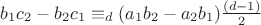 $b_1c_2-b_2c_1 \equiv_d (a_1b_2-a_2b_1)\frac{(d-1)}{2}$