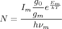 $N=\dfrac{I_m\dfrac{g_0}{g_m}e^{\frac{E_m}{kT}}}{h\nu_m}$