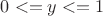 $ 0 <=y <= 1$