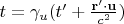 $t = \gamma_{u}(t' + \frac{\mathbf{r'} \cdot \mathbf{u}}{c^2}) $