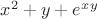 $x^2+y+e^x^y$ $x^2+y+e^x^y$