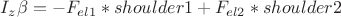 $I_z \beta = -F_{el1}*shoulder1 + F_{el2}*shoulder2$
