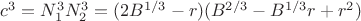 $c^3=N_1^3N_2^3=(2B^{1/3}-r)(B^{2/3}-B^{1/3}r+r^2)$