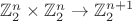 $\mathbb{Z}_2^n \times \mathbb{Z}_2^n \to \mathbb{Z}_2^{n+1}$