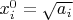 $x_i^0 = \sqrt{a_i}$