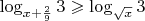 $\log_{x+{\frac 2 9}} 3 \geqslant \log_{\sqrt{x}} 3$