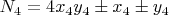 $N_4=4x_4y_4&plusmn;x_4&plusmn;y_4$