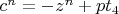 $c^{n}=-z^{n}+pt_4$